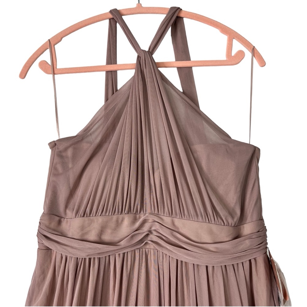 Birdy Grey Kiko Gown Sz XL Mauve Chiffon Halter Neck Pocket Bridesmaid Prom NEW - Picture 3 of 7